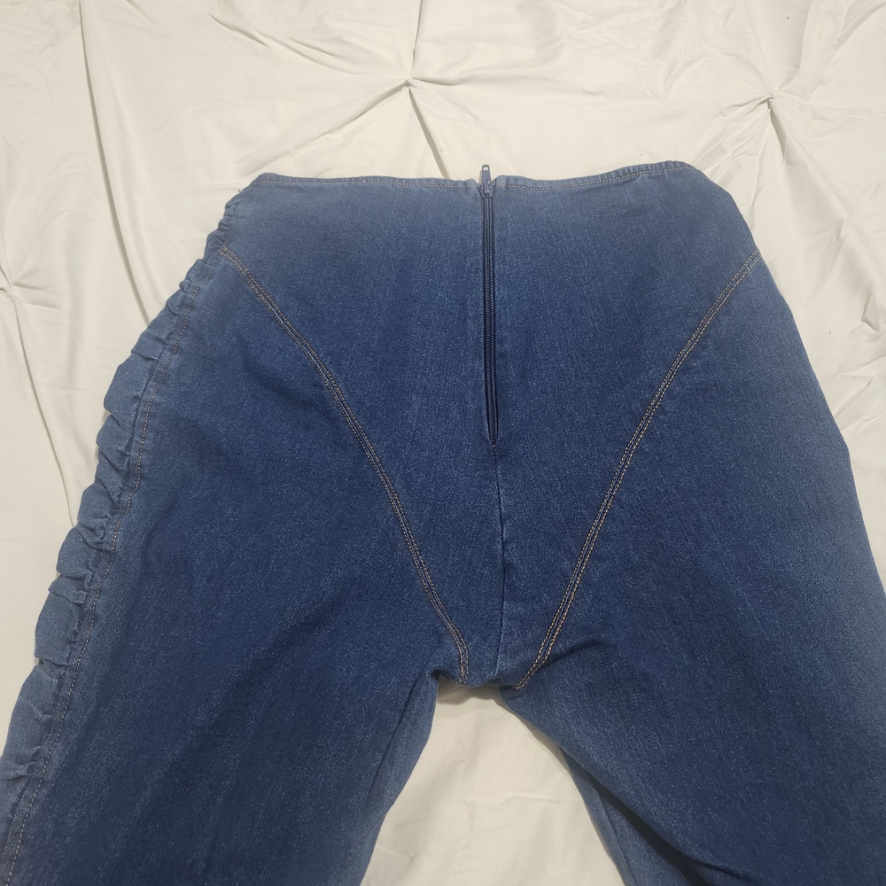 Denim Ruffle Two-Piece Set - Dark Blue - Picture 2 of 6